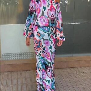 Colorful Off-Shoulder 2 piece Maxi Dress, Size M